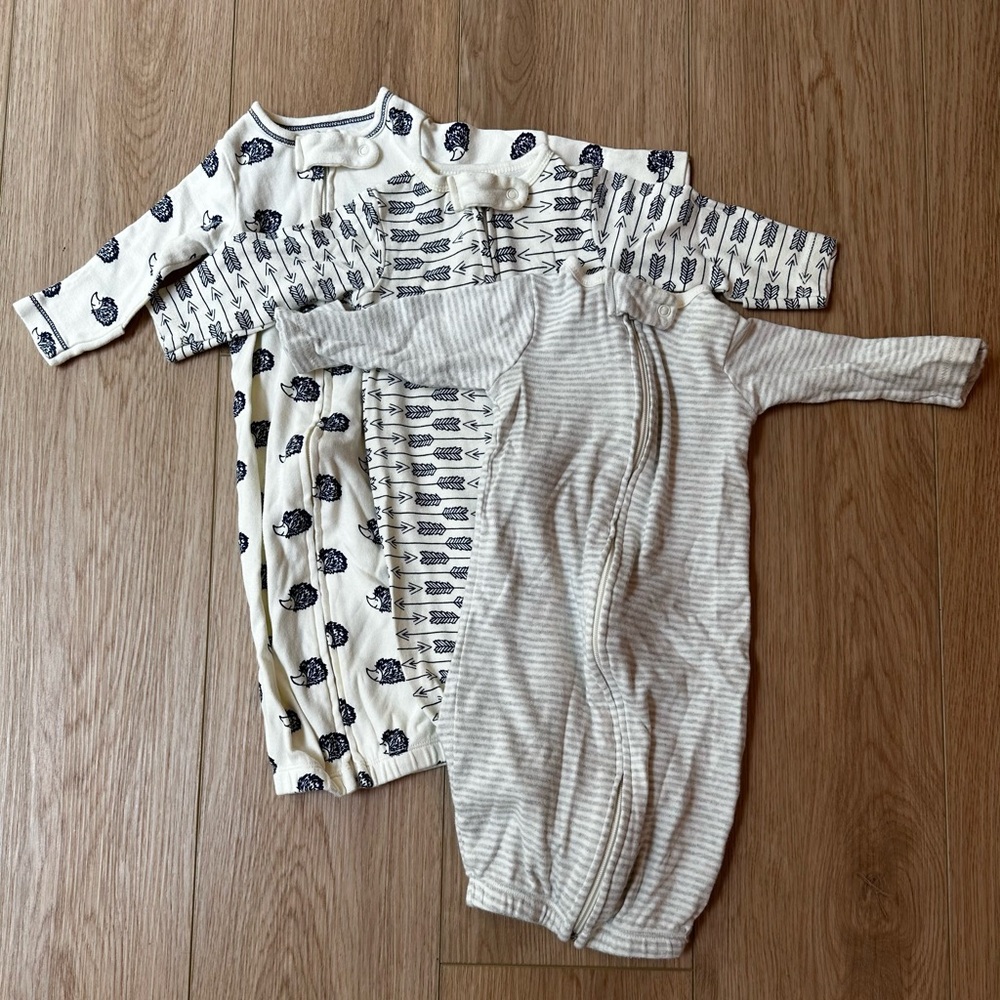 Striped and Patterned 0-6 Months Gowns